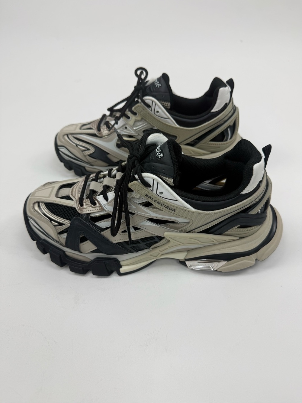 Balenciaga Track Sneakers in Silver, Black and Cream
